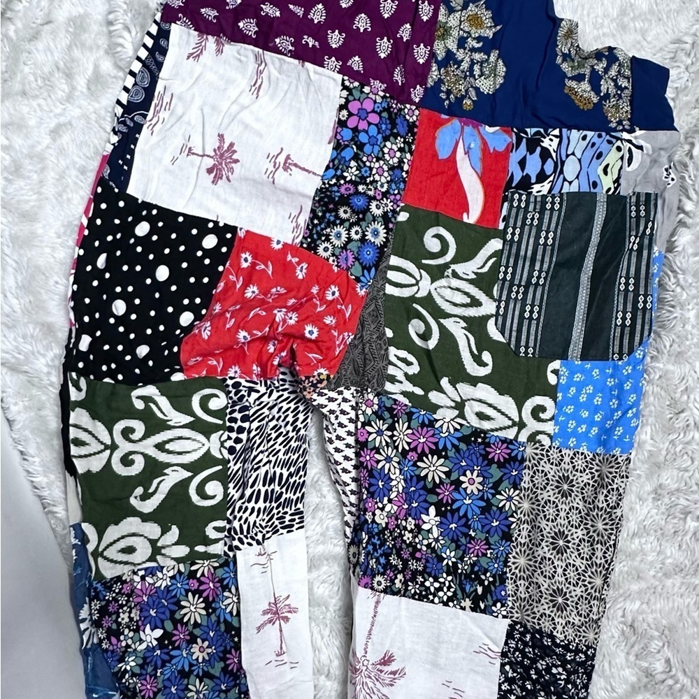 Patchwork Rayon Overalls Size Medium/Large See Me… - image 9